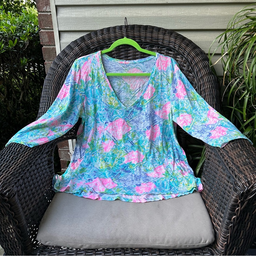 Lilly Pulitzer Etta 3/4 Sleeve Bohemian Queen L
